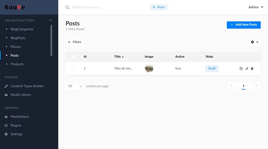 Strapi - Liste des pages CMS
